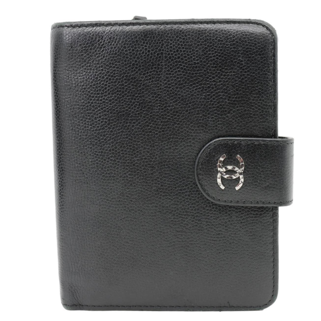 CHANEL Grained Calfskin Leather Bifold Wallet Black