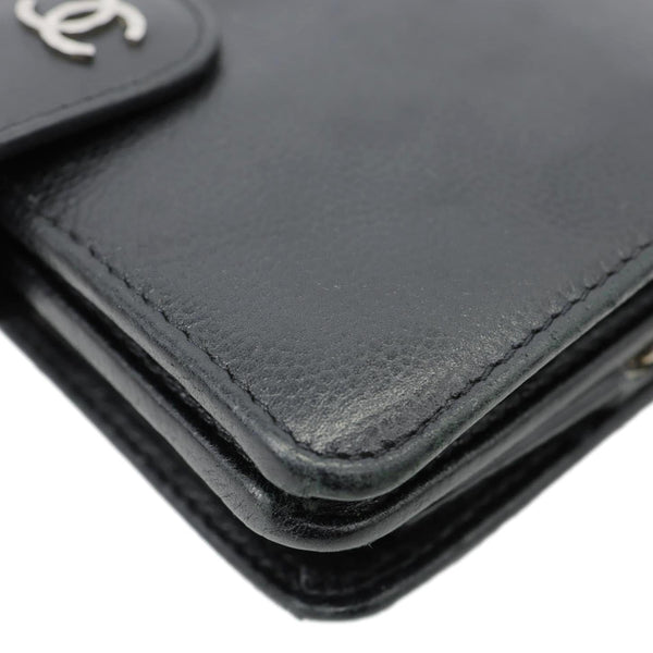 CHANEL Grained Calfskin Leather Bifold Wallet Black
