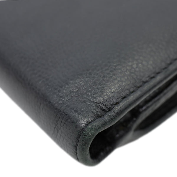 CHANEL Grained Calfskin Leather Bifold Wallet Black