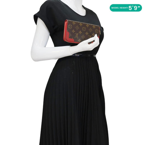 LOUIS VUITTON Retiro Monogram Canvas Zippy Wallet Cerise Red