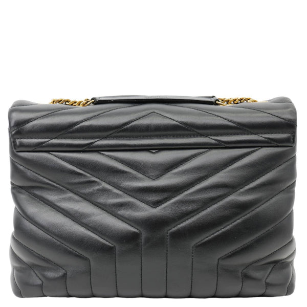 YVES SAINT LAURENT Loulou Medium Quilted Calfskin Leather Shoulder Bag Black