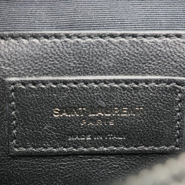 YVES SAINT LAURENT College Flap Medium Classic Chevron Leather Shoulder Bag Black