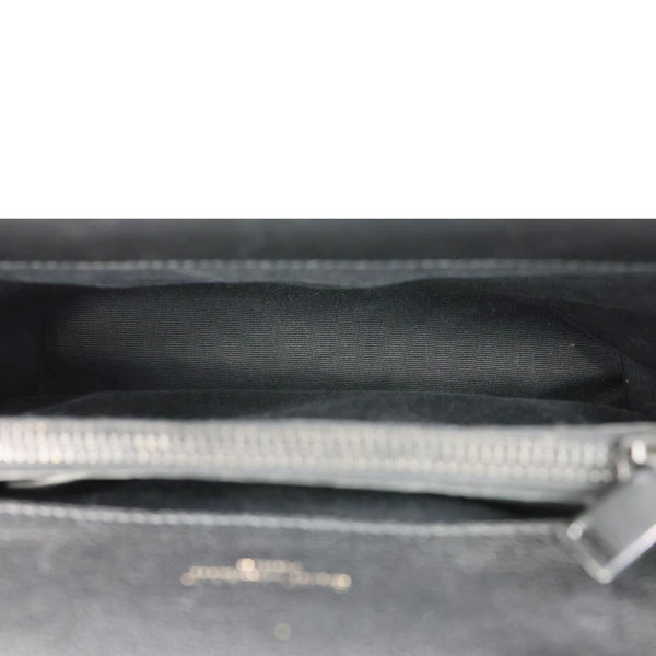 YVES SAINT LAURENT College Flap Medium Classic Chevron Leather Shoulder Bag Black