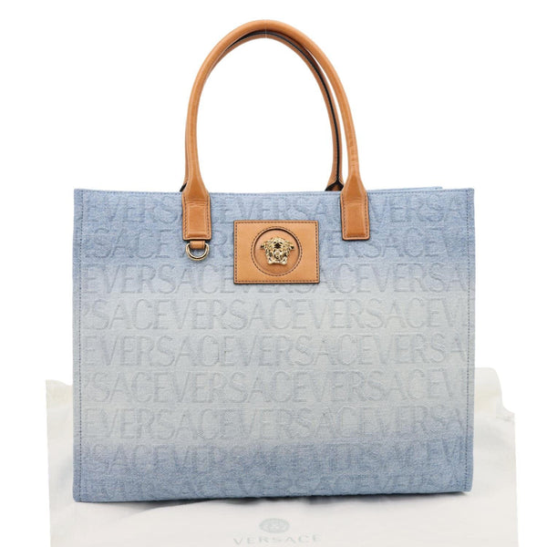 VERSACE La Medusa Denim Tote Bag Blue
