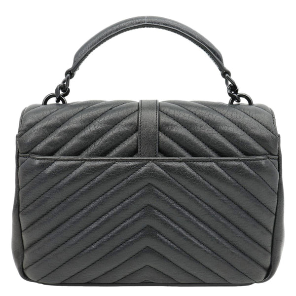 YVES SAINT LAURENT College Flap Medium Classic Chevron Leather Shoulder Bag Black