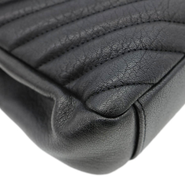 YVES SAINT LAURENT College Flap Medium Classic Chevron Leather Shoulder Bag Black