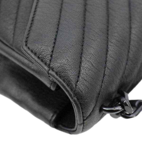 YVES SAINT LAURENT College Flap Medium Classic Chevron Leather Shoulder Bag Black