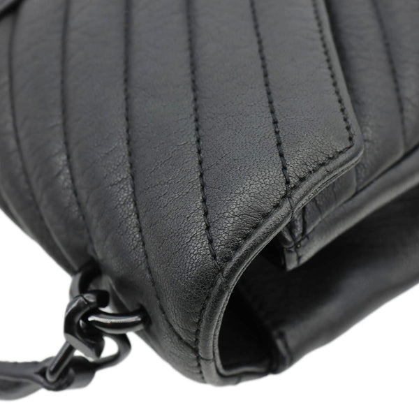 YVES SAINT LAURENT College Flap Medium Classic Chevron Leather Shoulder Bag Black