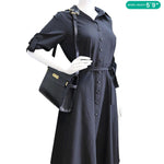 YVES SAINT LAURENT Manhattan Baguette Crocodile Embossed Leather Shoulder Bag Black