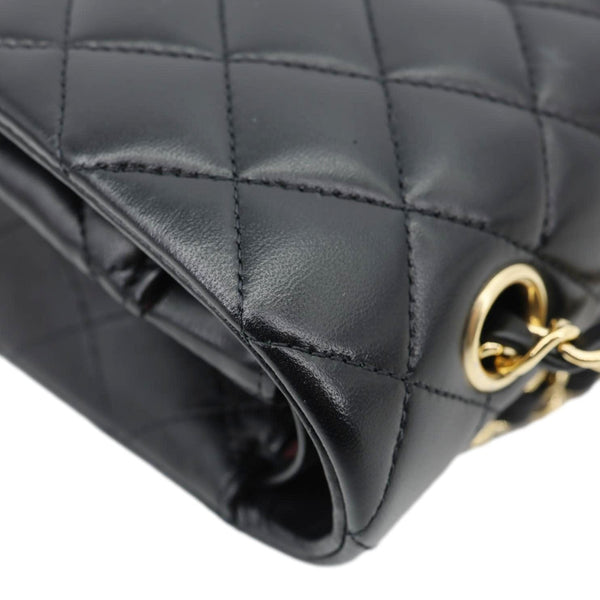 CHANEL Classic Double Flap Medium Quilted Leather Shoulder Bag Black
