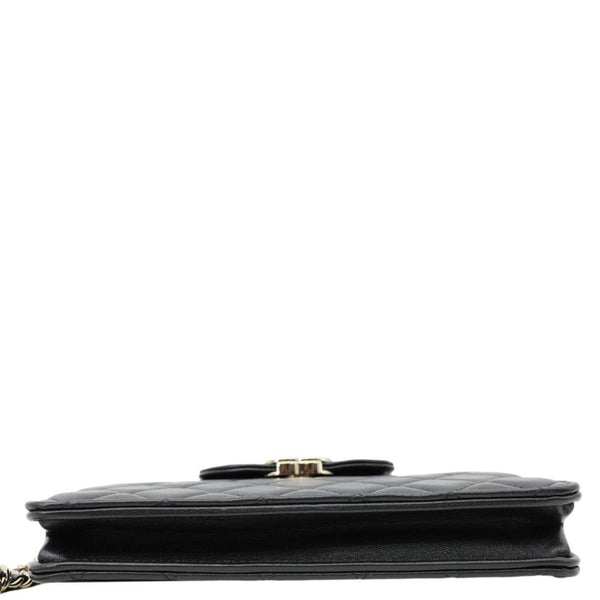 CHANEL CC Quilted Lambskin Leather Pouch Wristlet Black