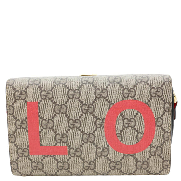 GUCCI Moon Love Valentines Day Padlock GG Supreme Canvas Shoulder Bag Beige 677610