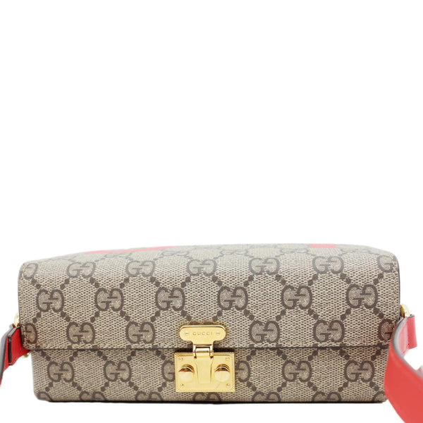 GUCCI Moon Love Valentines Day Padlock GG Supreme Canvas Shoulder Bag Beige 677610