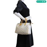 LOUIS VUITTON Speedy 25 Bandouliere Damier Azur Satchel Bag White