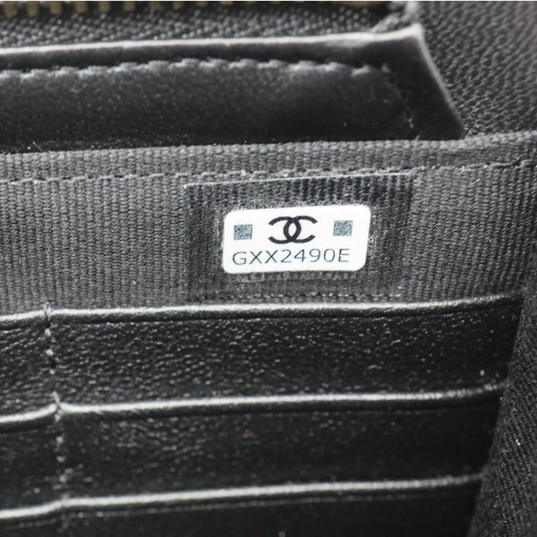 CHANEL CC Quilted Lambskin Leather Pouch Wristlet Black