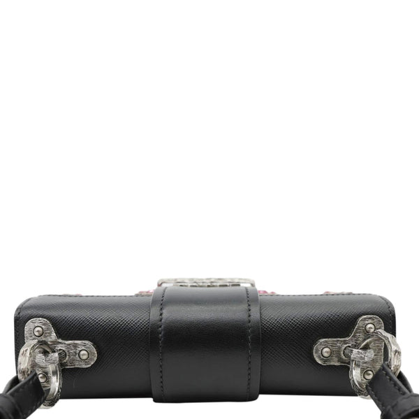 PRADA Cahier City Small Calf Saffiano Leather Chain Crossbody Bag Pink