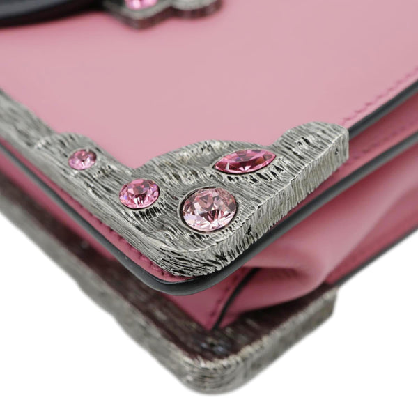 PRADA Cahier City Small Calf Saffiano Leather Chain Crossbody Bag Pink