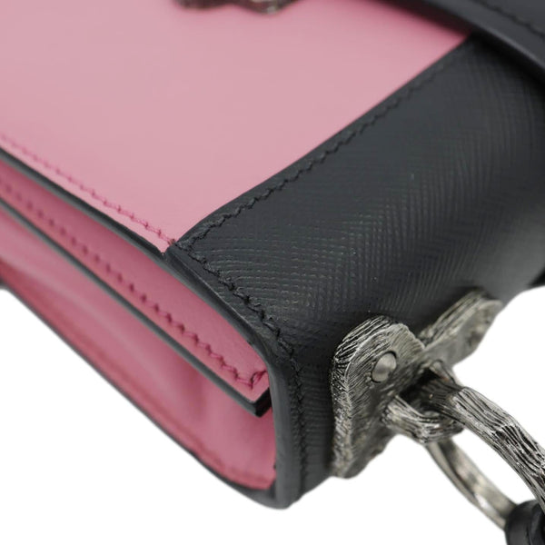 PRADA Cahier City Small Calf Saffiano Leather Chain Crossbody Bag Pink