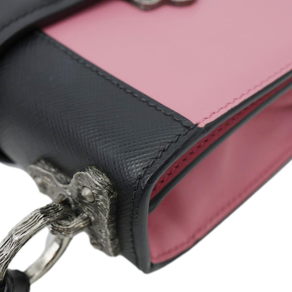 PRADA Cahier City Small Calf Saffiano Leather Chain Crossbody Bag Pink