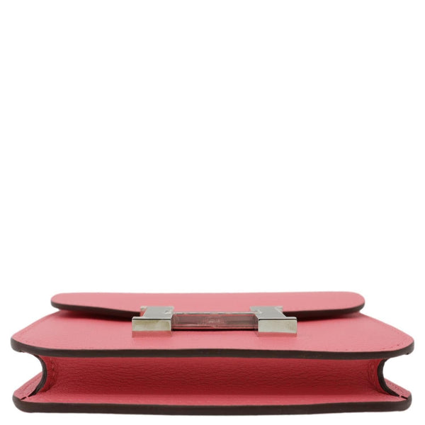 HERMES Constance Slim Calfskin Leather Wallet Rose Confetti Sanguine