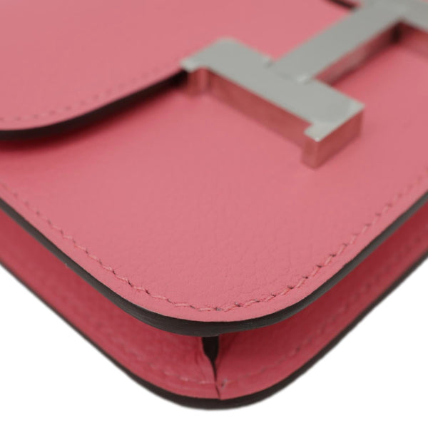 HERMES Constance Slim Calfskin Leather Wallet Rose Confetti Sanguine