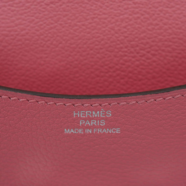 HERMES Constance Slim Calfskin Leather Wallet Rose Confetti Sanguine
