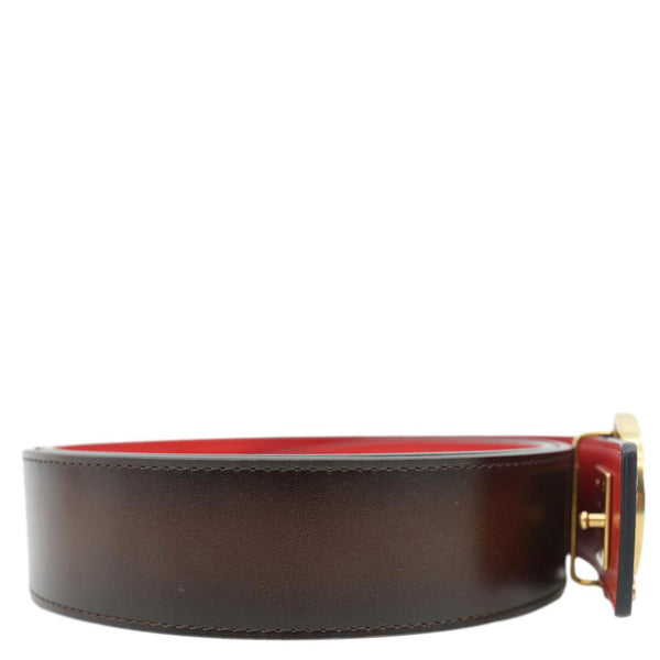 CHRISTIAN LOUBOUTIN CL Logo Calf Leather Belt Brown Size 105/42