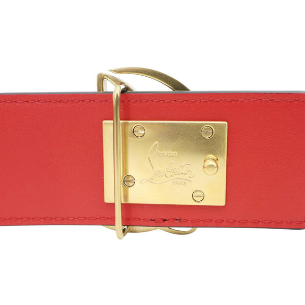 CHRISTIAN LOUBOUTIN CL Logo Calf Leather Belt Brown Size 105/42