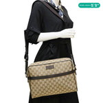GUCCI GG Monogram Canvas Messenger Bag Beige 449173