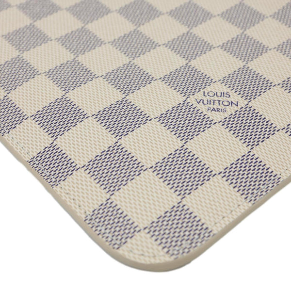 LOUIS VUITTON Neverfull MM Pochette Damier Azur Wristlet Rose Ballerine