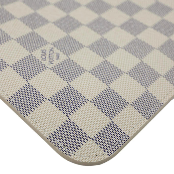 LOUIS VUITTON Neverfull MM Pochette Damier Azur Wristlet Rose Ballerine