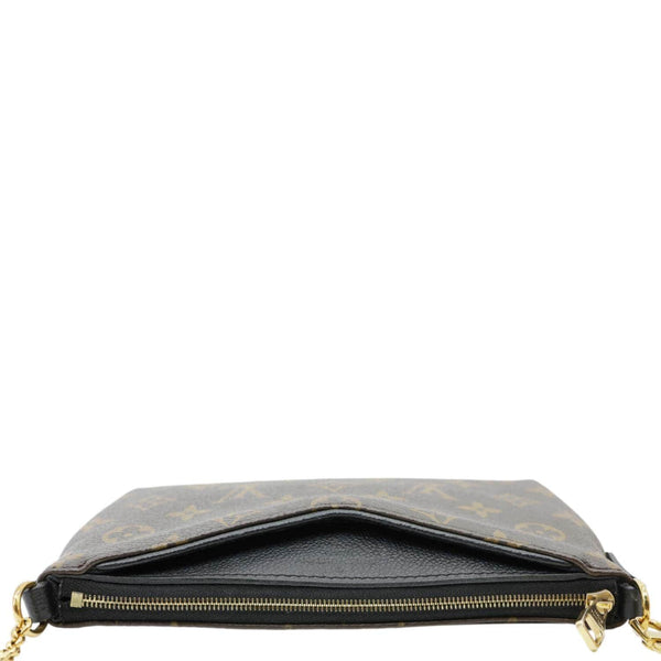 LOUIS VUITTON Pallas Monogram Canvas Clutch Crossbody Bag Black