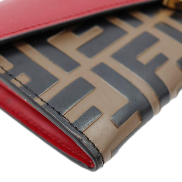 FENDI F Is Fendi Cruise Vitello Leather Continental Wallet Red