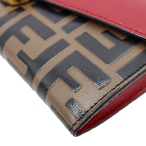 FENDI F Is Fendi Cruise Vitello Leather Continental Wallet Red
