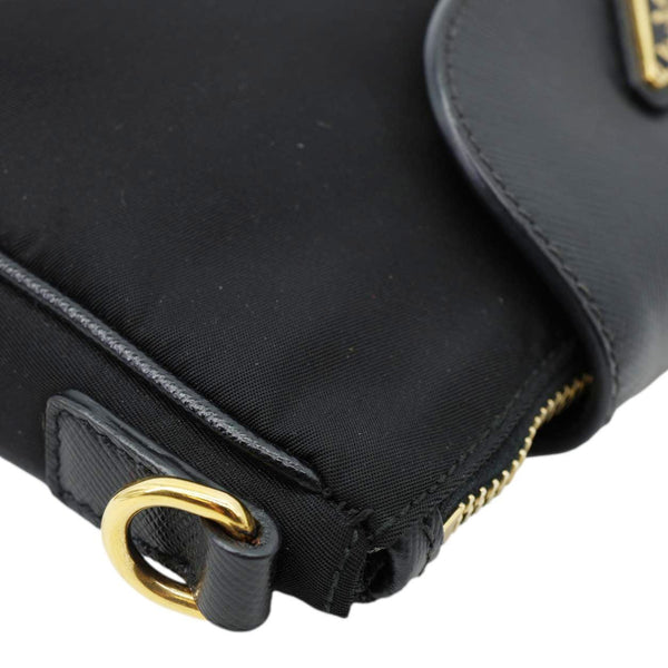 PRADA Tessuto Saffiano Chain Shoulder Bag Black