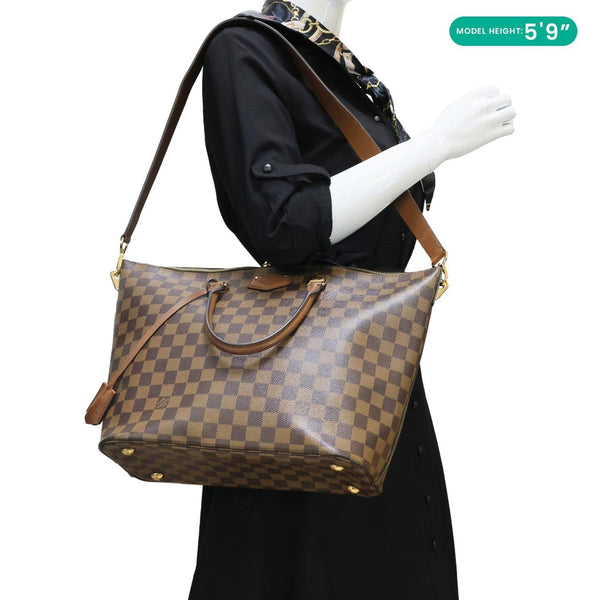 LOUIS VUITTON Belmont Damier Ebene Tote Bag Brown