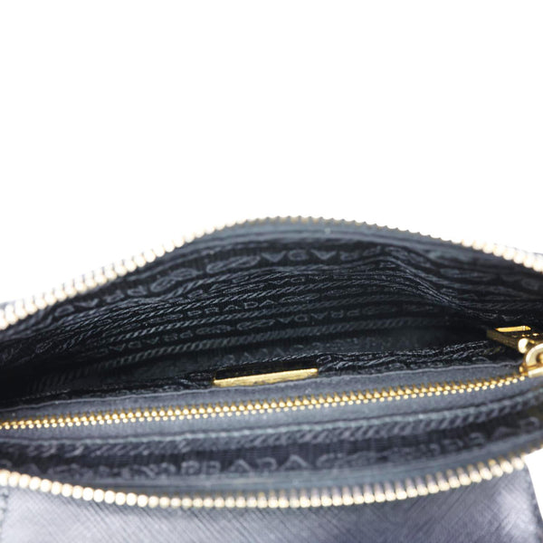 PRADA Tessuto Saffiano Chain Shoulder Bag Black
