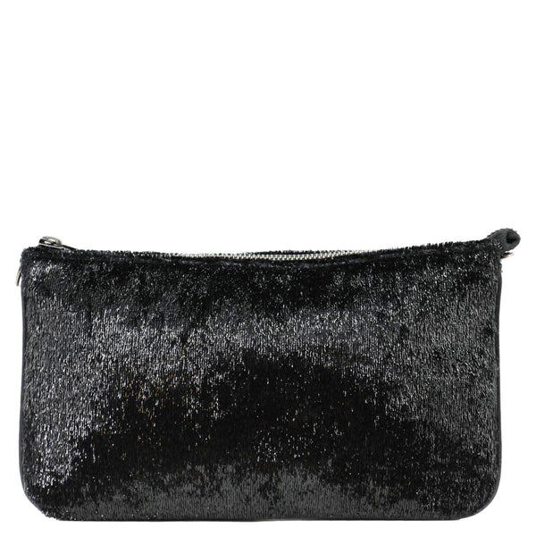 CHRISTIAN LOUBOUTIN Loubila Patent Velour Chain Clutch Black