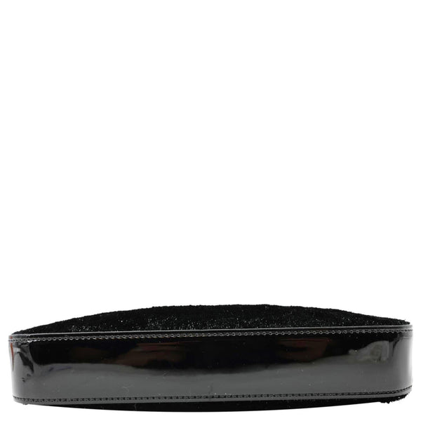 CHRISTIAN LOUBOUTIN Loubila Patent Velour Chain Clutch Black
