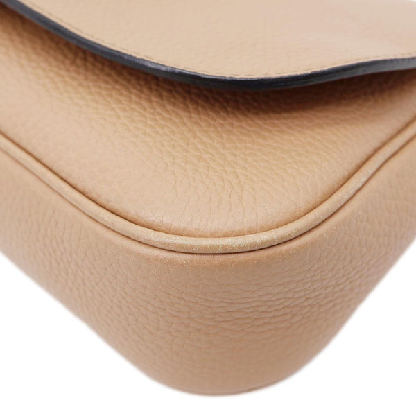 GUCCI Soho Flap Leather Chain Crossbody Bag Beige 536224