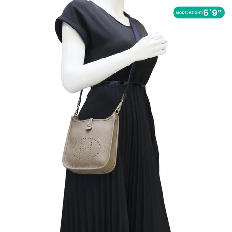 HERMES Evelyne TPM 16 Amazone Clemence Leather Crossbody Bag Etoupe
