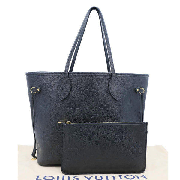 LOUIS VUITTON Neverfull MM Empreinte Leather Tote Shoulder Bag Black
