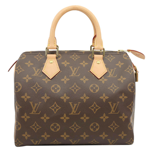 LOUIS VUITTON Speedy 25 Monogram Canvas Satchel Bag Brown