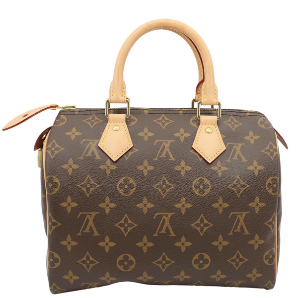 LOUIS VUITTON Speedy 25 Monogram Canvas Satchel Bag Brown
