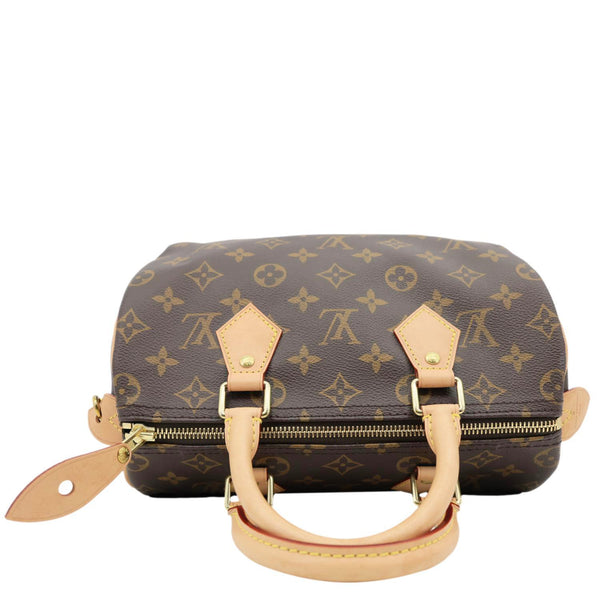 LOUIS VUITTON Speedy 25 Monogram Canvas Satchel Bag Brown