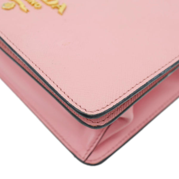 PRADA Soft Saffiano Leather Chain Crossbody Bag Pink