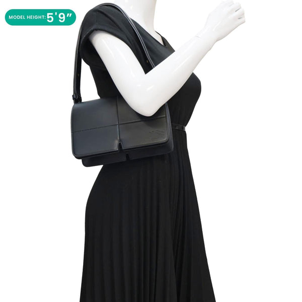 BURBERRY Snip Smooth Calfskin Leather Shoulder Bag Black