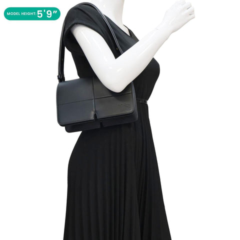 BURBERRY Snip Smooth Calfskin Leather Shoulder Bag Black