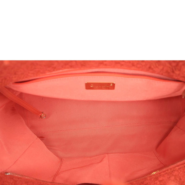 CHANEL Giant Logo Tweed Shopping Tote Bag Red