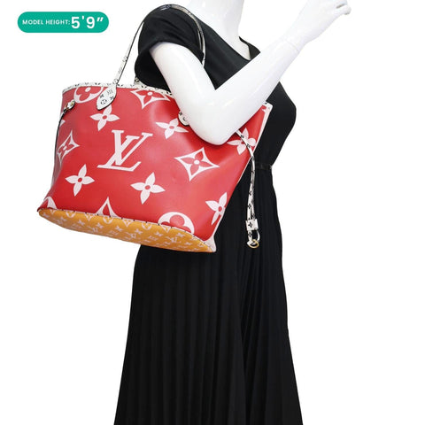 Louis Vuitton Neverfull MM Tote Rouge Giant Monogram Tote Bag Red